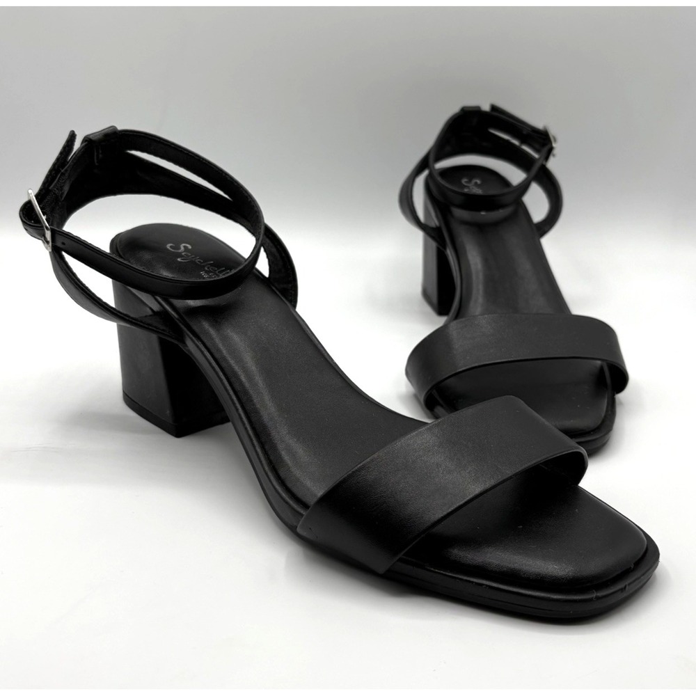 SEYCHELLES Bella Wides Sandals Women's Size 9 W Black Faux Leather Ankle Strap